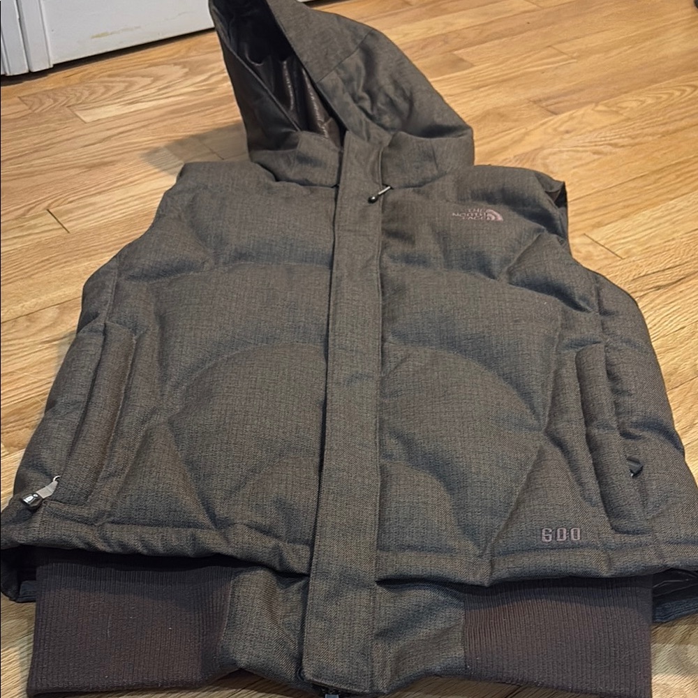 The North Face Brown Hooded Puffer Vest